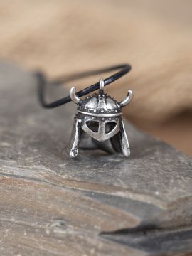 Pendentif casque à lunette viking argent