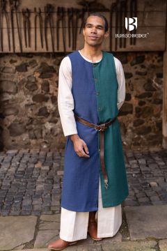 Côté gauche du tabard modulable bicolore Auderic en vert