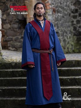 Robe de mage Donjons et Dragons, en bleu et bordeaux M