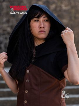 Gilet sans manche à capuche noir et marron Dungeons & Dragons