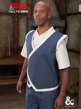 Chemise de moine bleue-écrue