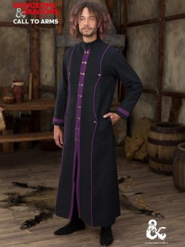 Manteau de maître sorcier noir et lilas