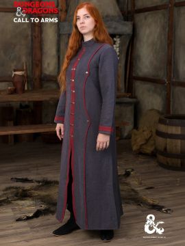 Manteau de maître sorcier gris et rouge