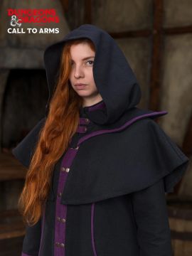 Capuche de démoniste avec col noire et lilas
