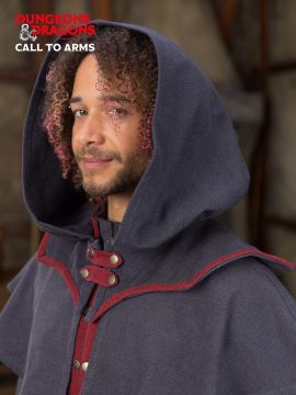 Capuche de démoniste avec col gris-rouge
