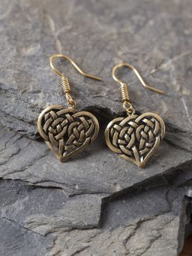 Boucles d'oreilles coeur celtique bronze