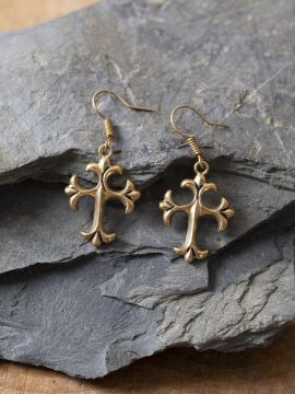 Boucles d'oreilles croix de bronze