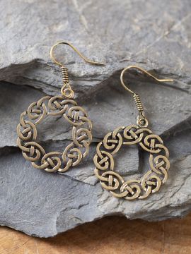 Boucles d'oreilles couronne celtique, couleur bronze