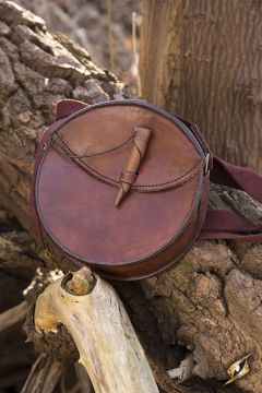 Sac rond en cuir marron