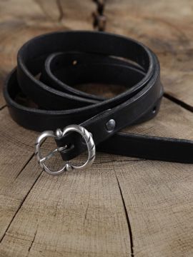 Longue ceinture médiévale à boucle double, noire