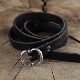 Longue ceinture médiévale à boucle double, noire