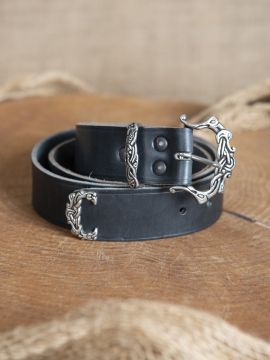 Ceinture viking en cuir, noire