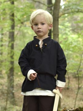 Chemise médiévale pour enfant, en noir 146