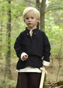 Chemise médiévale pour enfant, en noir 146