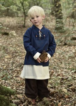 Chemise médiévale pour enfant, en bleu