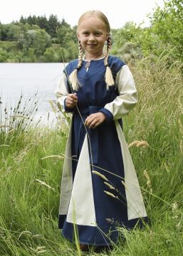 Robe Viking pour enfant, bleue/écrue 110