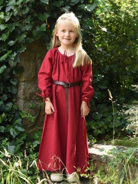 Robe médiévale Mara pour enfant en rouge