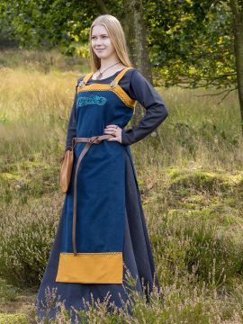 Robe tablier Herdis bleu/jaune L