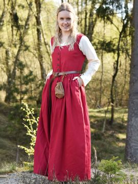 Robe médiévale paysanne sans manche en rouge S