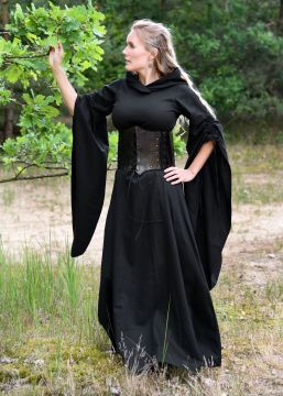 Robe médiévale Isra avec capuche, noire