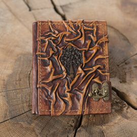 Petit Carnet en cuir, motif arbre