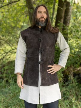 Gilet en cuir chamoisé, marron