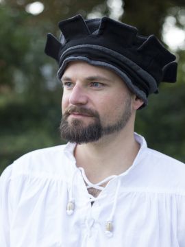 Coiffe médiévale bicolore en laine