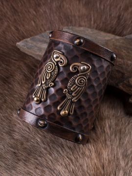 Bracelet en cuir motif "Hugin et Munin"