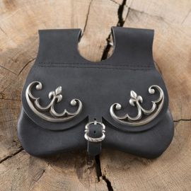 Sacoche de ceinture en nubuck aspect cuir, noire