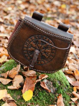 Sac de ceinture Vegvísir marron, avec gaufrage