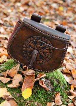 Sac de ceinture Vegvísir marron, avec gaufrage