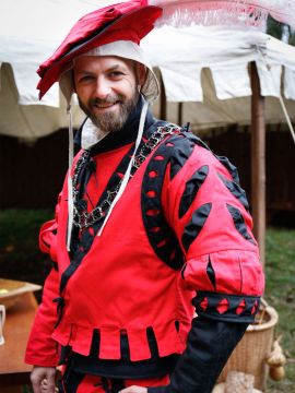 Manches à découpes "Imperialis" rouge-noir S/M Paire
