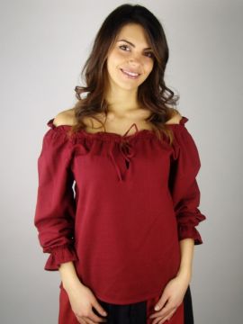 Blouse avec cordon de laçage, en rouge L