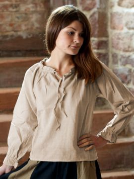 Blouse avec cordon de laçage, en écrue L