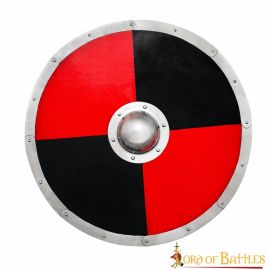 Bouclier rond de combat rouge-noir