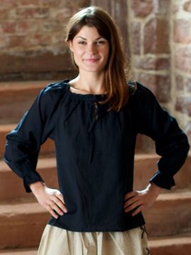 Blouse avec cordon de laçage, en noir