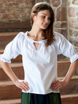 Blouse à manches courtes en blanc ou crème M | crème