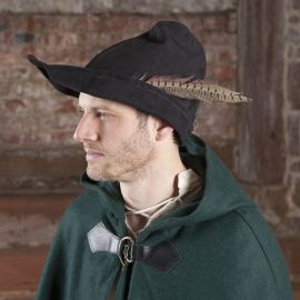 Chapeau médiéval en cuir Robin des bois en noir