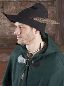 Chapeau médiéval en cuir Robin des bois en noir