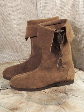 Bottines médiévales cavalières en daim 46 | marron