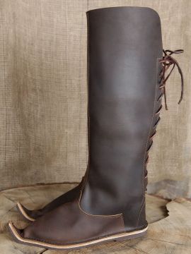 Bottes poulaines en nubuck, marron