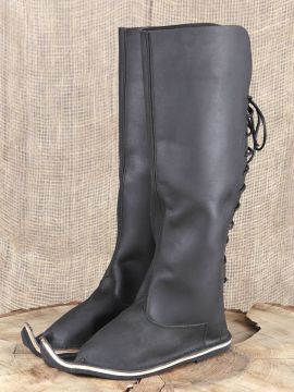 Bottes poulaines en nubuck, noires