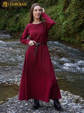 Robe viking Helga en lin bordeaux