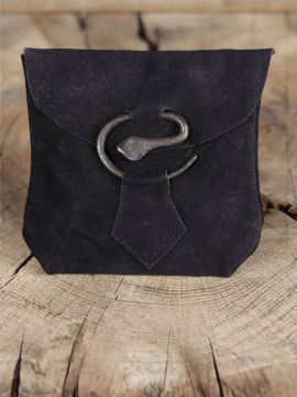 Pochette en daim avec boucle serpent, noire