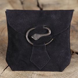 Pochette en daim avec boucle serpent, noire