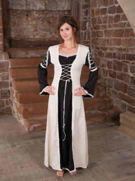 Robe médiévale Martha noire et écrue