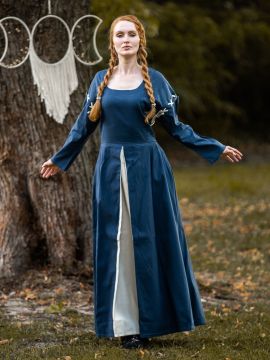 Mittelalterkleid Larina blau-natur L