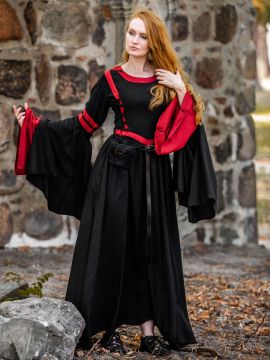Robe à capuche en viscose, noire et rouge L