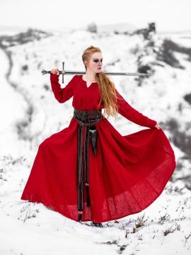 Robe en lin Anna, rouge