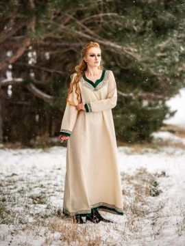 Robe viking Lagertha vert naturel